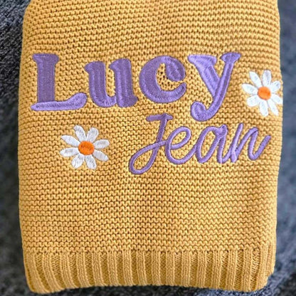 Noni Personalized Knit Embroidered Baby Name Blanket Custom Embroidered Cotton Nursery Blanket Gifts for Newborn Baby (photo 3)