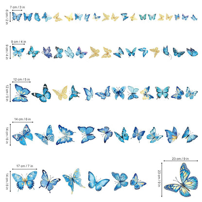 wondever Blue Gold Butterfly Wall Decals Butterflies Wall Stickers