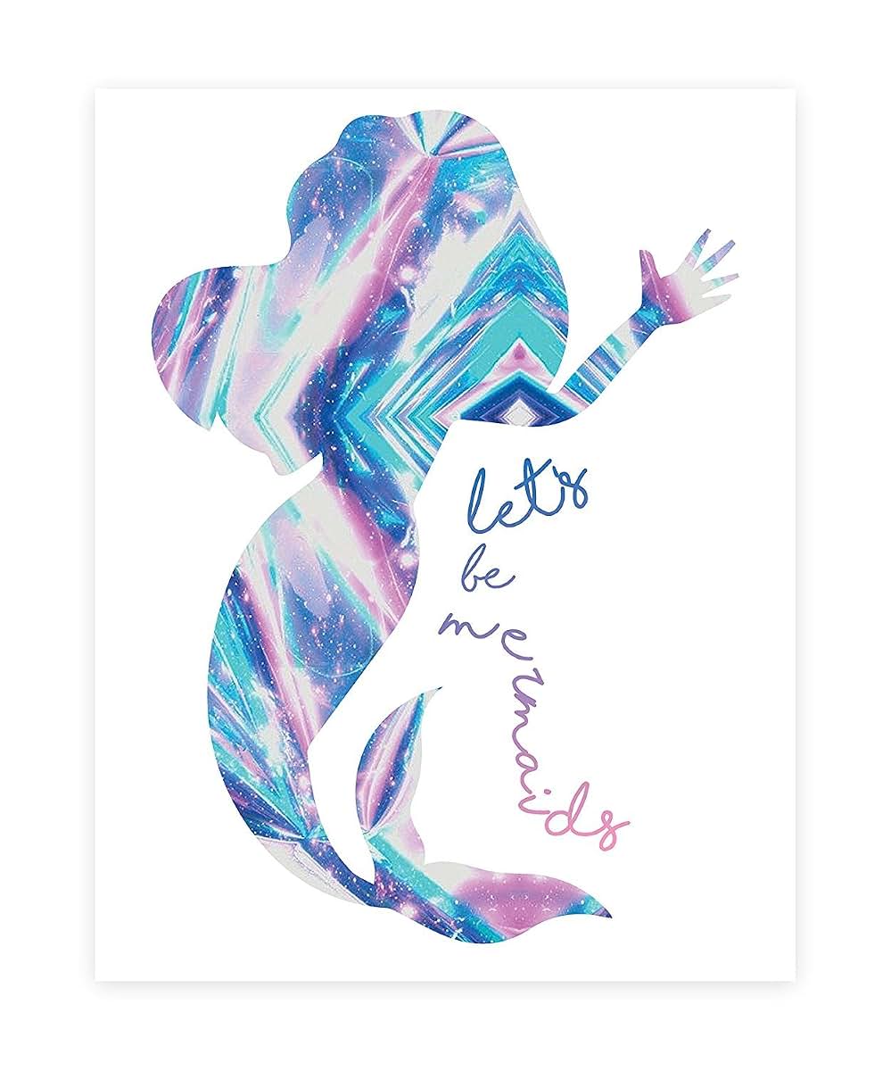 Mermaid Print Wall Decor Poster for Nursery or Kids Room