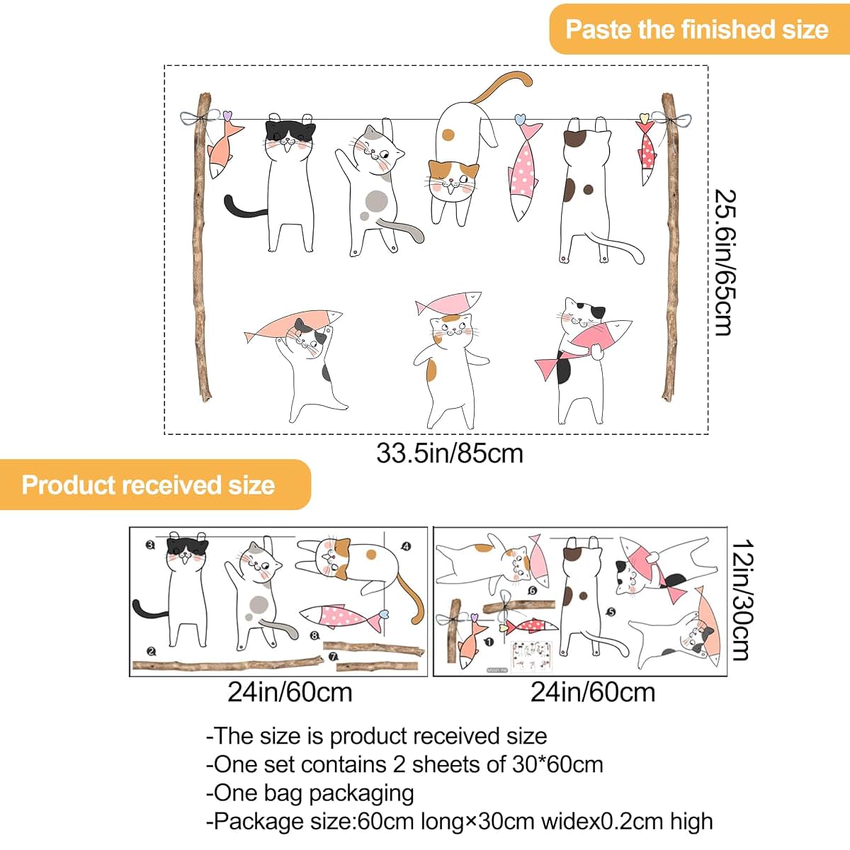 Drwssr Removable Cartoon Cat Wall Stickers For Kids Nursery (photo 2)
