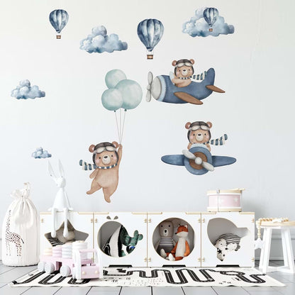 Art In Colors Bear & Airplanes Wall Stickers For Kids Nursery