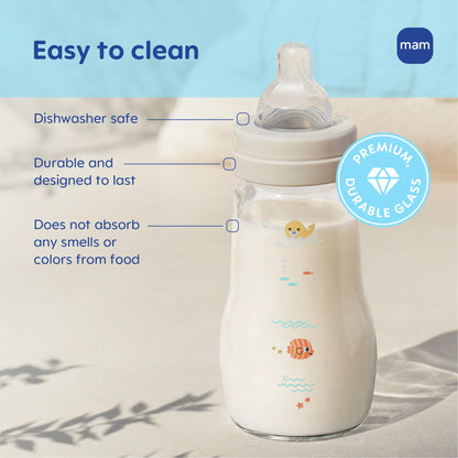 MAM Feel Good Pure Glass Anti-Colic Baby Bottle