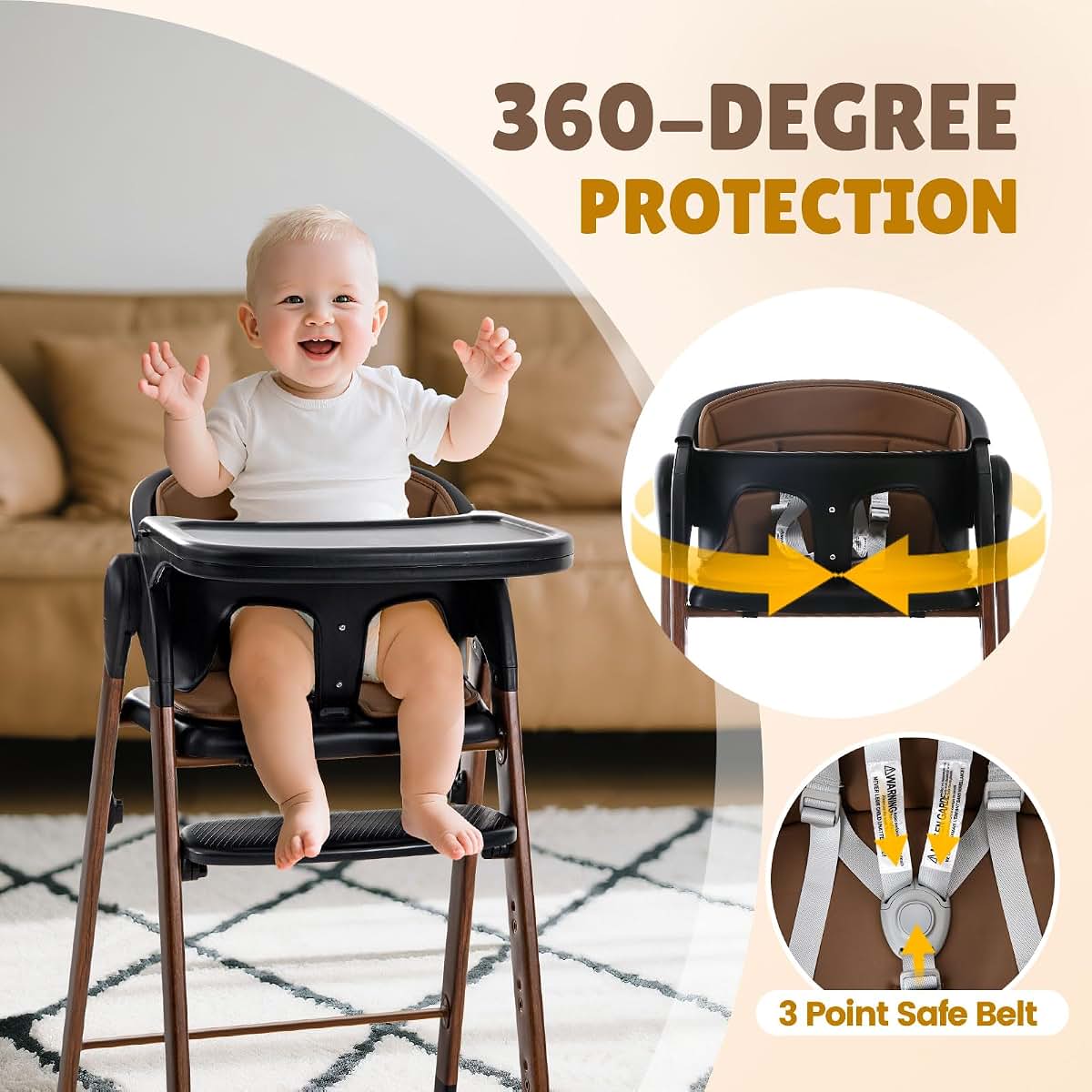 Soobaby 5-in-1 Convertible High Chair with Removable Tray
