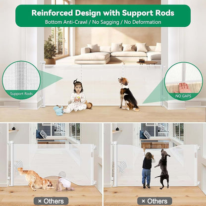 KISKIZ 85" Wide Retractable Baby Gate, Indoor/Outdoor, White