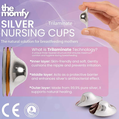 The Momfy Silver Nursing Nipple Shields - Trilaminated Protective Cups (photo 2)
