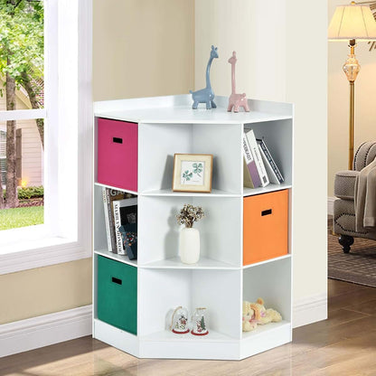 Honey Joy Corner Toy Storage Organizer Cabinet for Playroom
