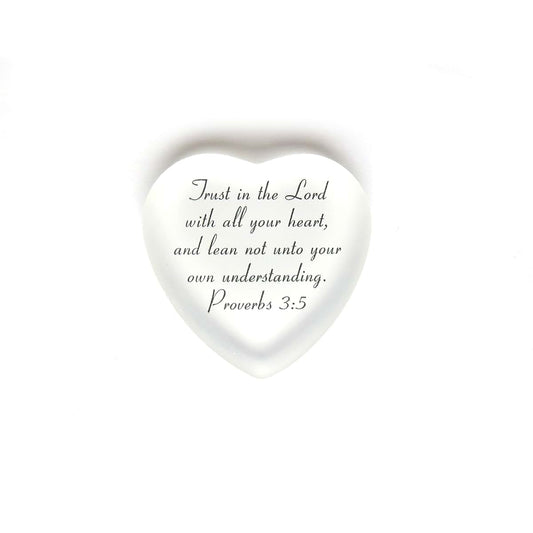 Lifeforce Glass Scripture Heart With Pouch - White