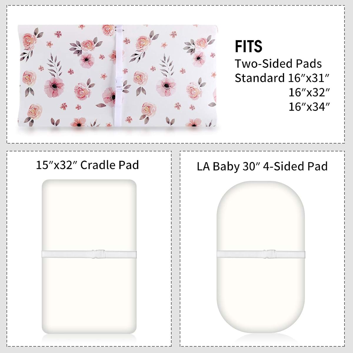 Minika Tyke Bliss Pink Changing Pad Cover for Girls – Stretchy Floral Changing Pad Covers Made with 100% Combed Cotton (photo 4)