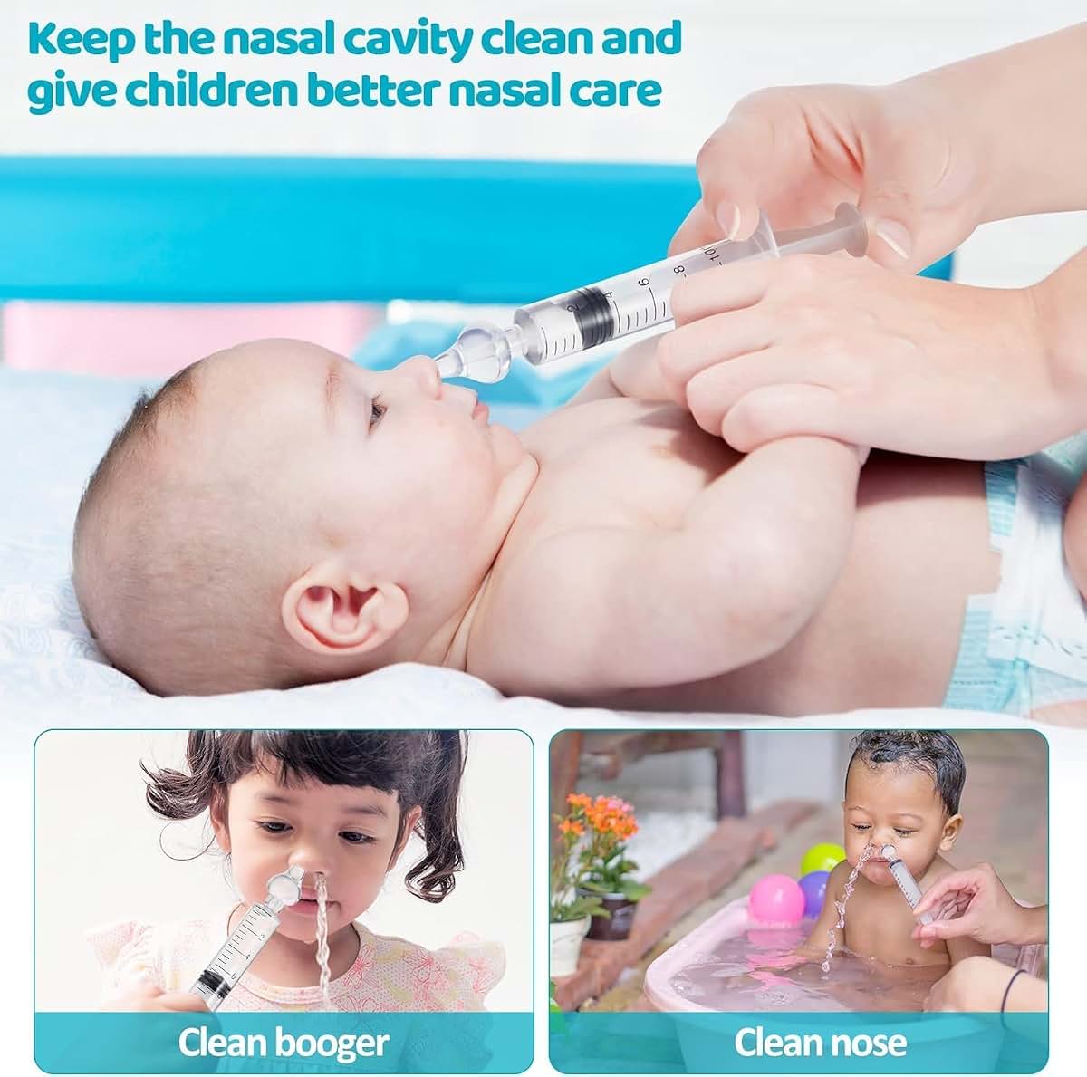 TAIKOUL Baby Nasal Aspirator, Sinus Rinse System Professional Baby Nasal Irrigator- Portable Infant Nose Cleaner Quick