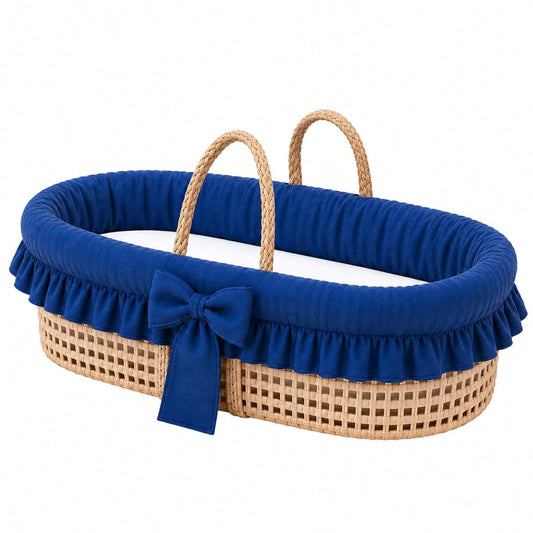 Ababy Denim Moses Basket With Mattress And Liner