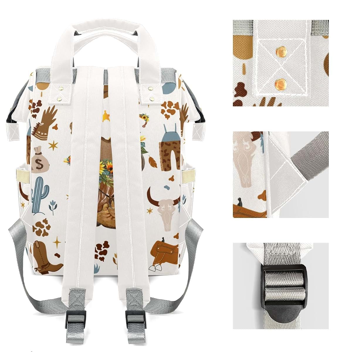 LiSoAkWE West Sunflower Hats Boots Wild Personalized Diaper Bag with Name,Customized Nappy Backpack with Thermal (photo 4)