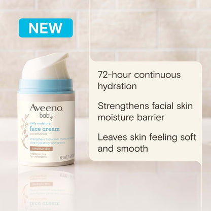Aveeno Baby Daily Moisture Face Cream, Oat Enriched, 1.5 oz Pump Bottle