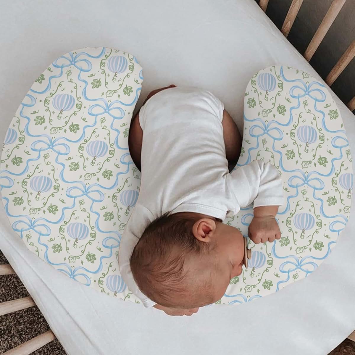 Selgkds Fall Blue Pumpkins Nursing Pillow Cover (photo 2)