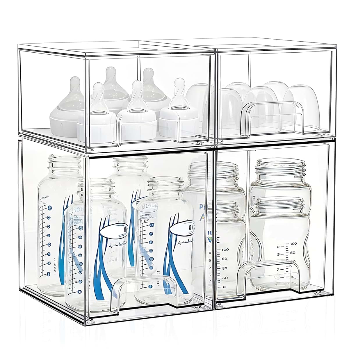 Saccik Bottle Storage Organizer Baby: Acrylic Stackable Storage Drawers