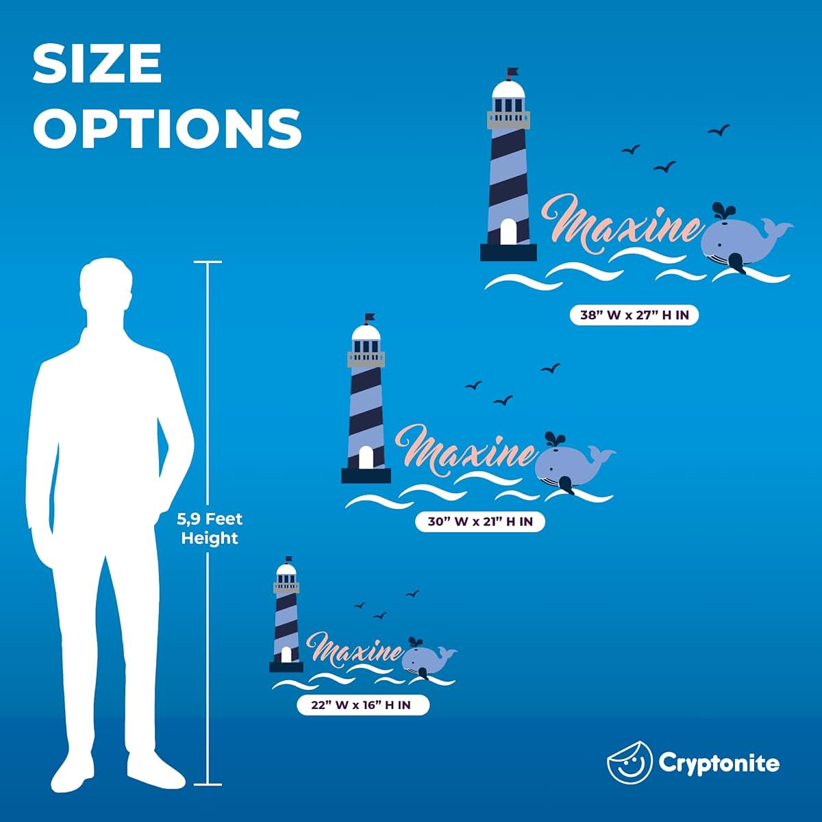 Cryptonite Personalized Lighthouse And Whale Wall Decal For Kids Bedroom