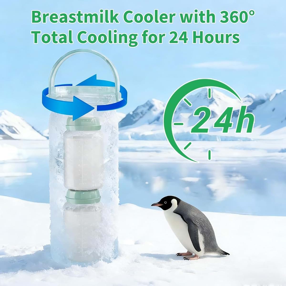 SierraSquad 20 oz Portable Breast Milk Cooler Bottle, 24H 360° Cooling (photo 2)