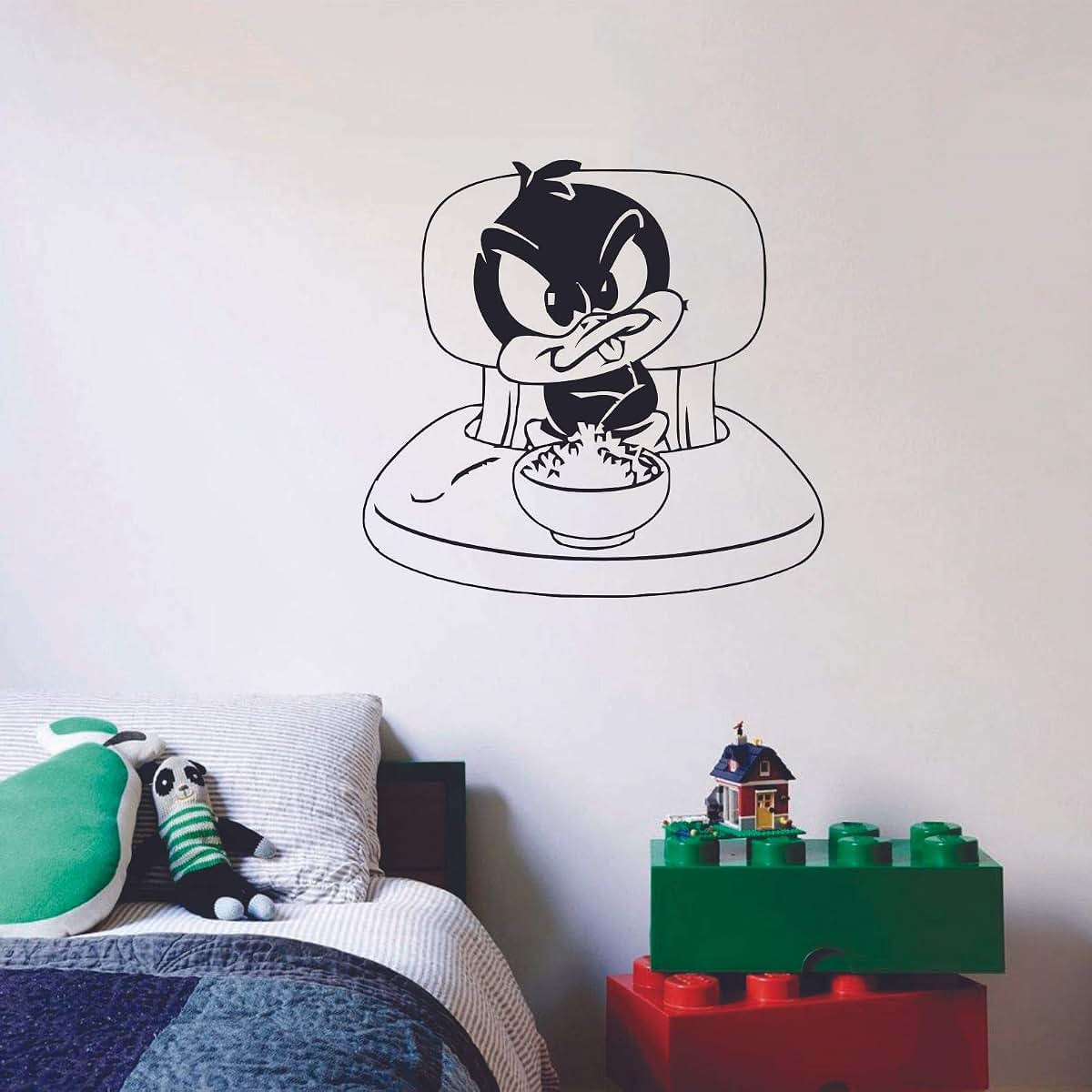 BabyOneStop Baby Eating Daffy Cartoon Wall Sticker Art Decal for Girls Boys Room Nursery 10x10 Inch Vinyl