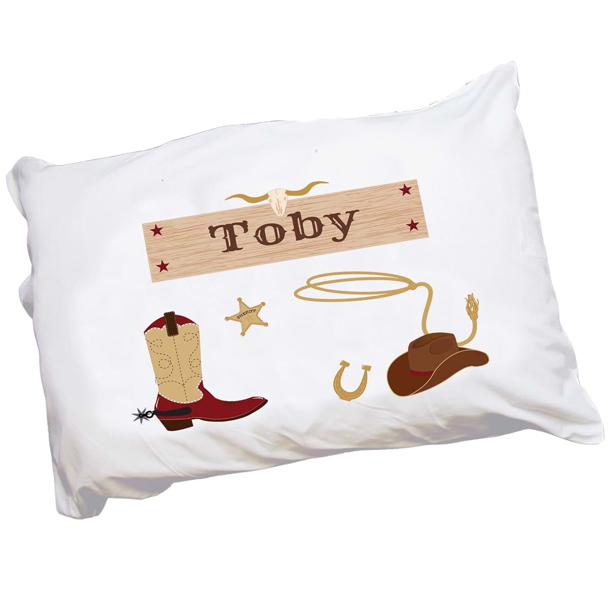 My Bambino Personalized Toddler Pillowcase - Western Cowboy Design