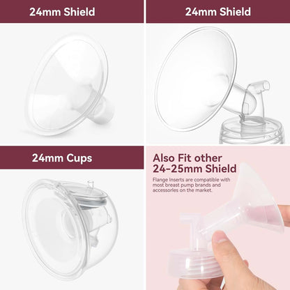 TOVVILD 19mm Flange Inserts for 24mm Breast Pump Flanges, 4 Pack