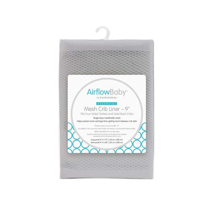 AirflowBaby Mesh Crib Liner for Full-Size Cribs, 2mm Lightweight Panels, Machine Washable, Gray
