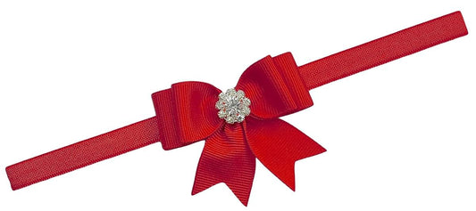 Funny Girl Designs Elegant Rhinestone Elastic Bow Baby Headband (12 Months - 5 Years, RED)