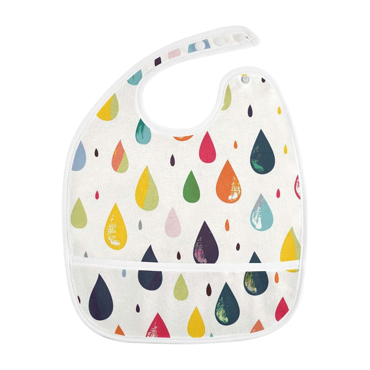 Yoogain Colorful Flat Raindrops Bibs for Drooling Drooling and Teething Absorbent 2 Pack Baby Bibs and Burp Bibs for (photo 2)