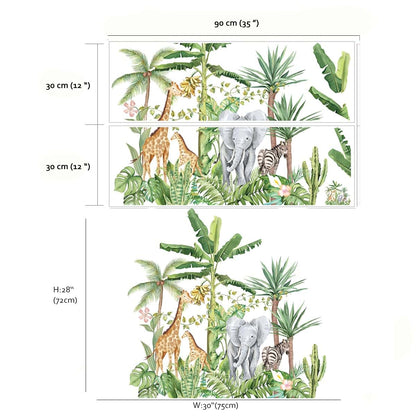 Runtoo Tropical Jungle Animal Wall Decals Vinyl Peel-and-Stick Stickers