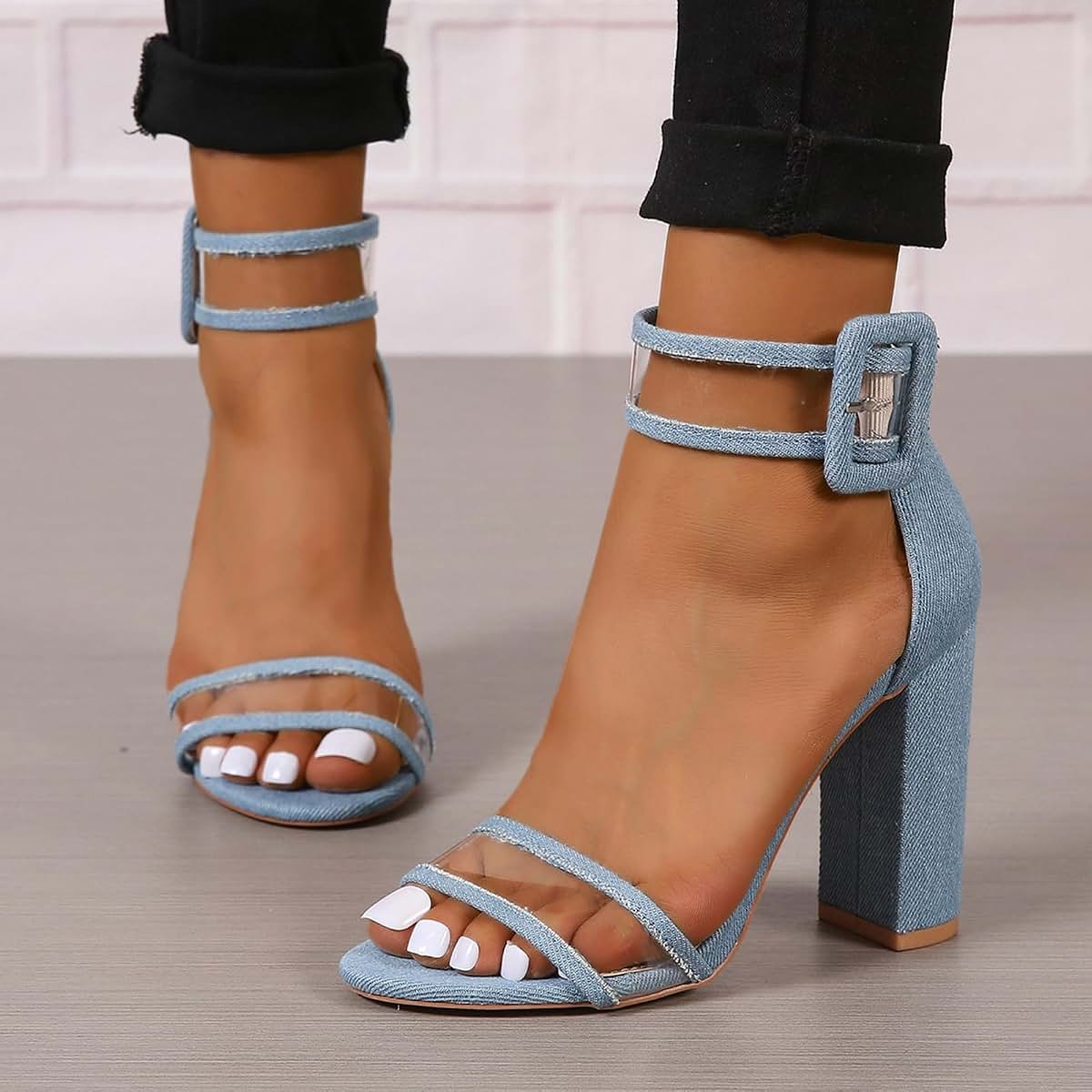 ZBYY Women's Chunky Heeled Sandals Comfy Open Toe Ankle Strap Shoes