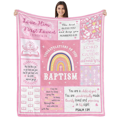 Kesidilo Baptismal Blanket for Girls | Pink Christening Gift Wrap