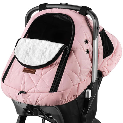Sprouterie Winter Baby Car Seat Cover, Waterproof, Pink
