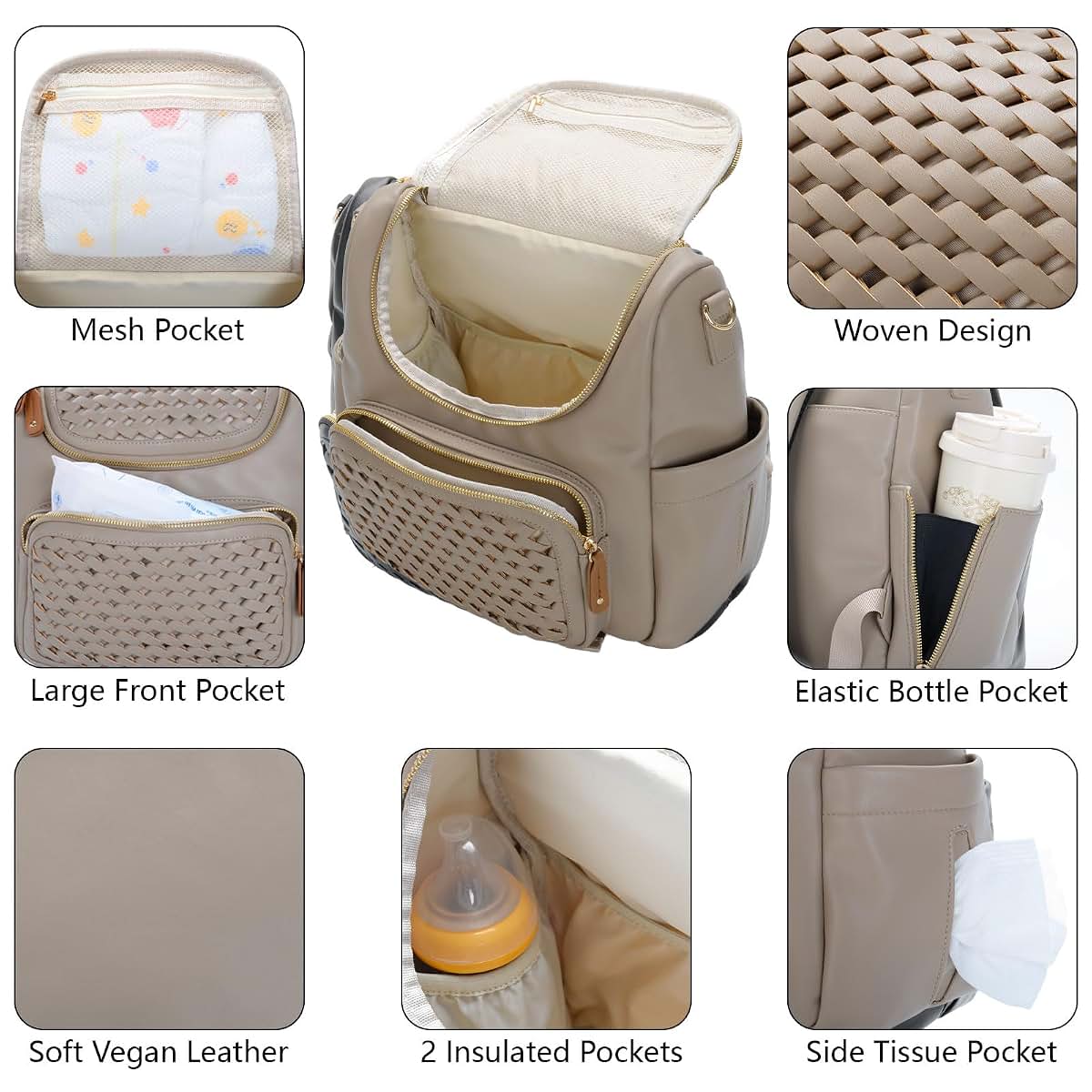 Minsong Diaper Bag Backpack for Mom with Changing Station
