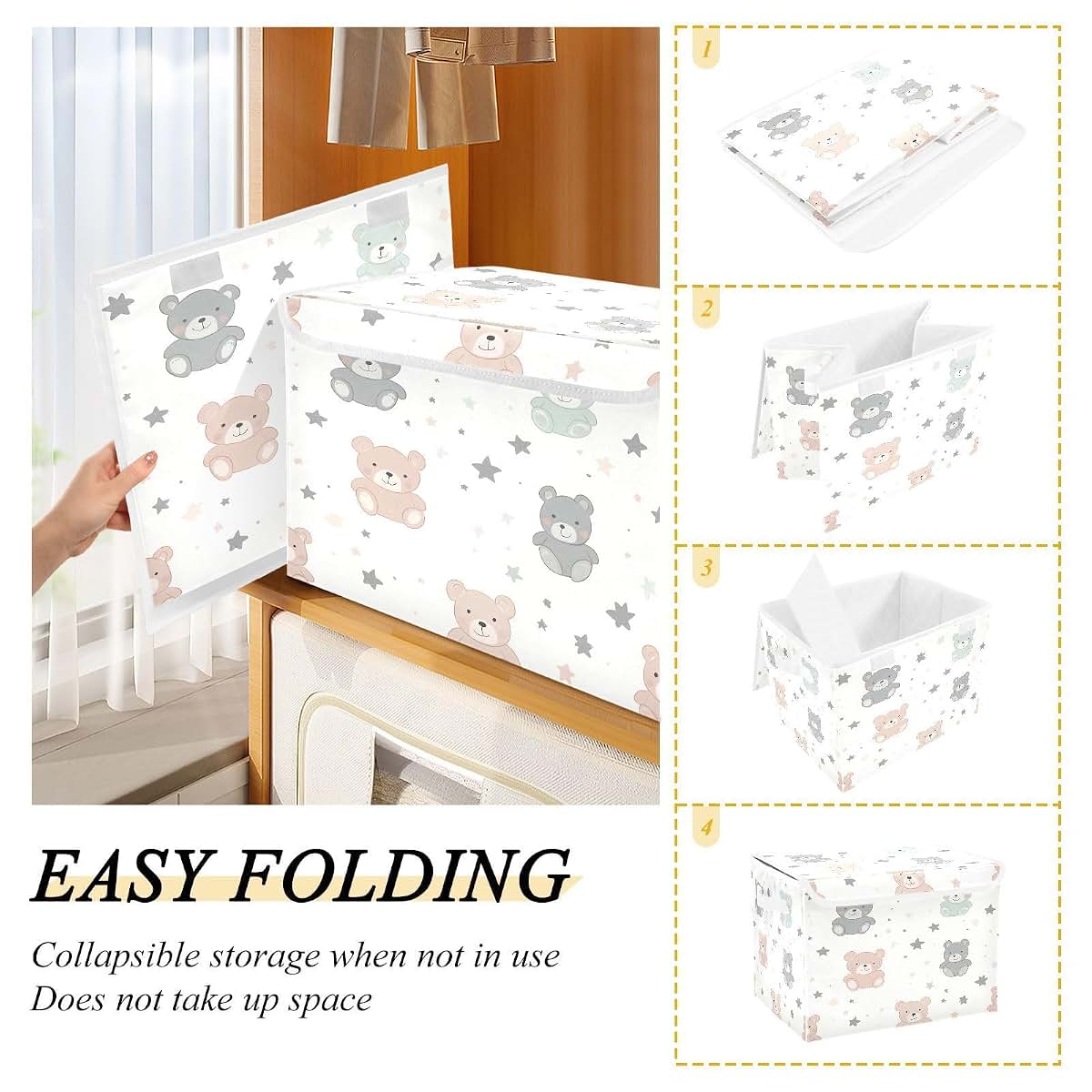 Storage Bins with Lid & Handles for Nursery Organization