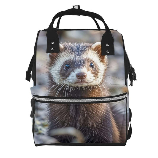 LHDGBNV Hairy Ferret Diaper Bag Backpack Baby Essentials Diapers Bag,Waterproof Mummy Backpack Multipurpose Stylish