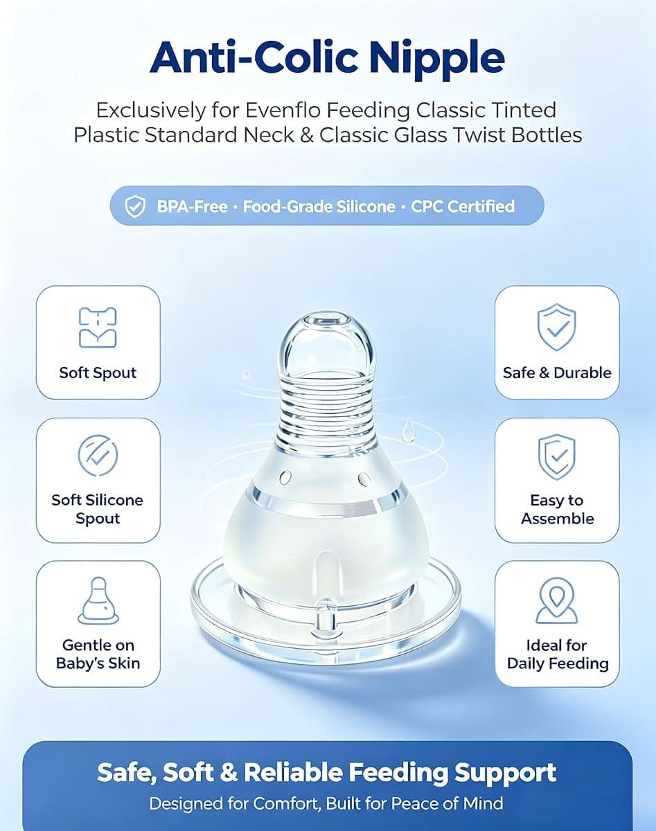 Honeykin Replacement Nipples Compatible with Evenflo Feeding Classic Tinted Plastic Standard Neck and Classic Glass (photo 2)