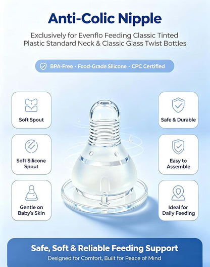 Honeykin Replacement Nipples Compatible with Evenflo Feeding Classic Tinted Plastic Standard Neck and Classic Glass (photo 2)