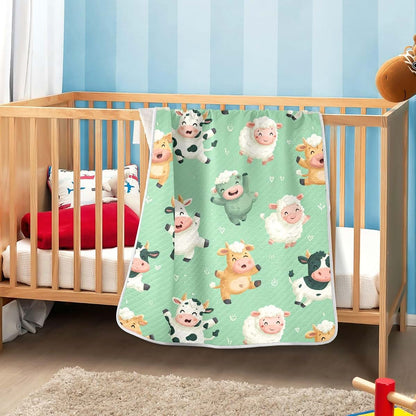 Cute Animal Print Baby Blanket for Crib and Travel Use