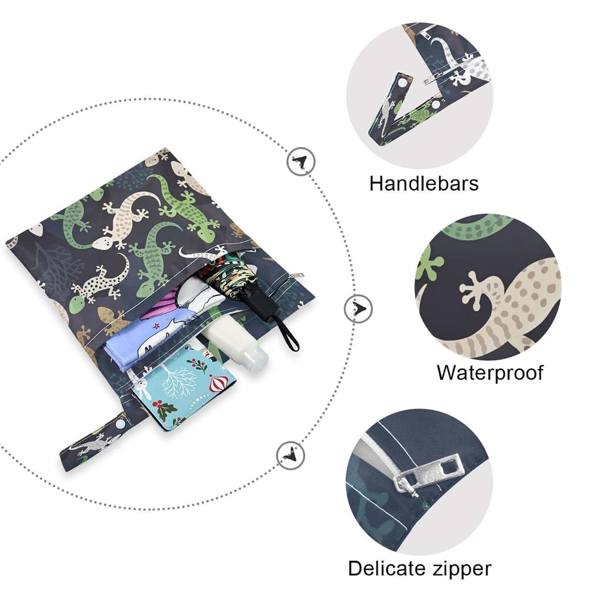 Kigai Lizard Wet Dry Bag Set for Baby Diaper and Travel Storage