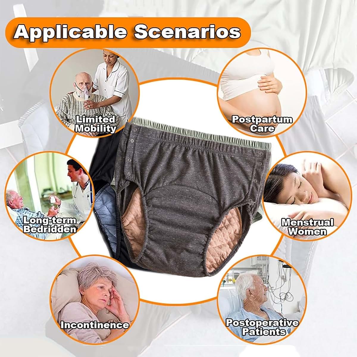 Mkkbob Adult Cloth Diapers Leakproof Incontinence Panties XXXX-Large