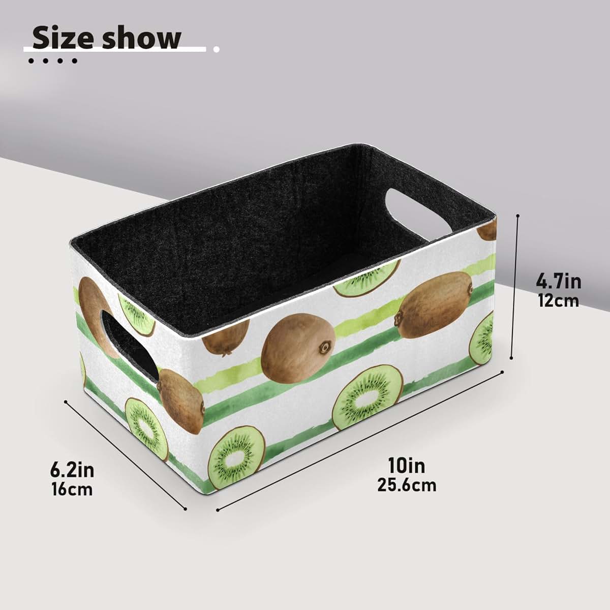 xigua Watercolor Kiwis Storage Bins, Set of 2, Collapsible, Felt
