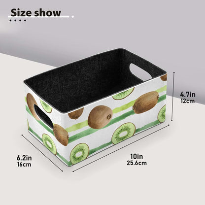 xigua Watercolor Kiwis Storage Bins, Set of 2, Collapsible, Felt
