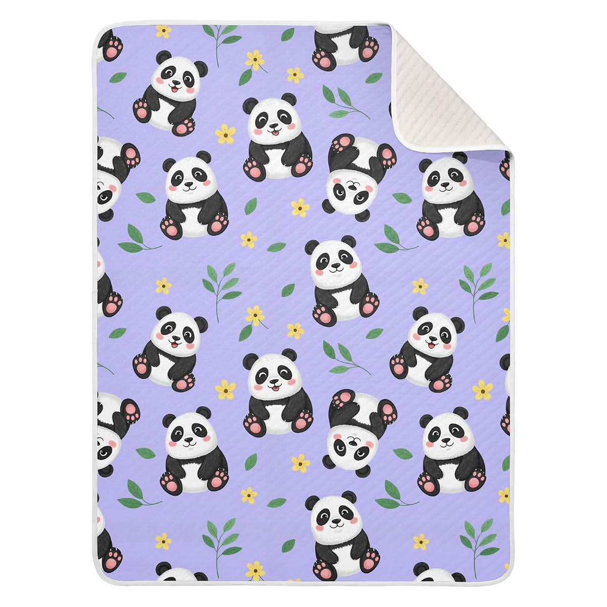 Sinestour Purple Panda Baby Cotton Blanket 30x40 Inch Toddler Crib Stroller