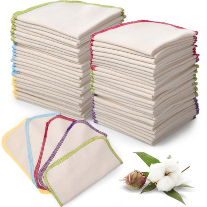 Mimorou 45 Pcs Reusable Flannel Cloth Baby Wipes in Multicolored Set