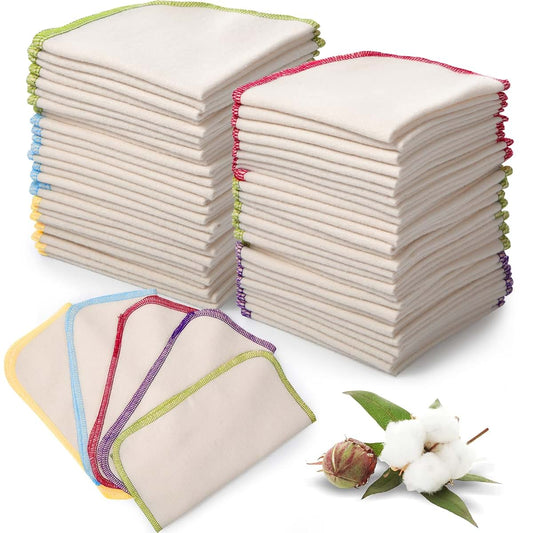 Mimorou 45 Pcs Reusable Flannel Cloth Baby Wipes in Multicolored Set