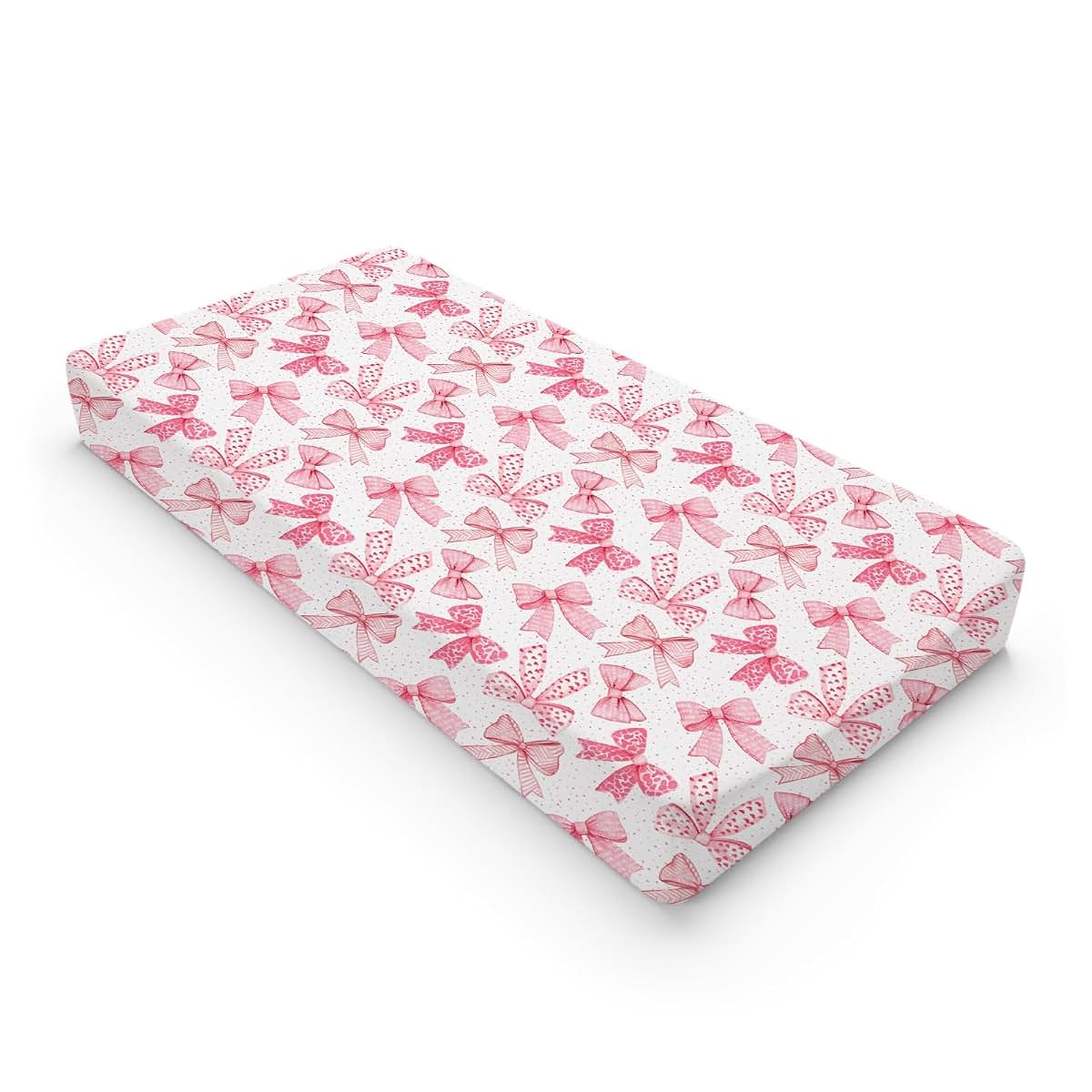 Pink Valentine's Bow Changing Pad Cover for Baby Diaper Mats