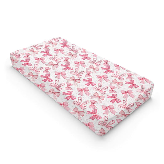 Pink Valentine's Bow Changing Pad Cover for Baby Diaper Mats