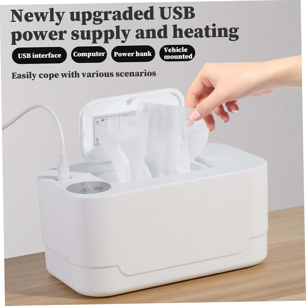 Baby Wipe Warmer with Adjustable Thermostat, 55°C to 65°C, White