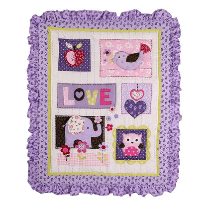 CribMATE 3-Piece Purple Elephant and Owl Nursery Crib Bedding Set (photo 2)