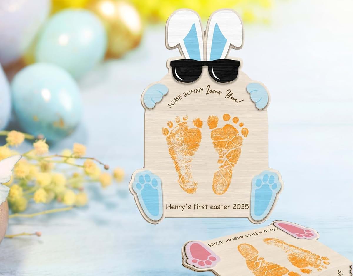 BBLI Personalized Easter Footprint Board for Baby First Easter Keepsake (photo 3)