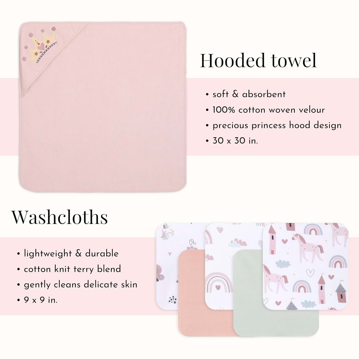 Evolur Enchanted Dreams 6 Pc Baby Gift Set With Hooded Towel (photo 3)