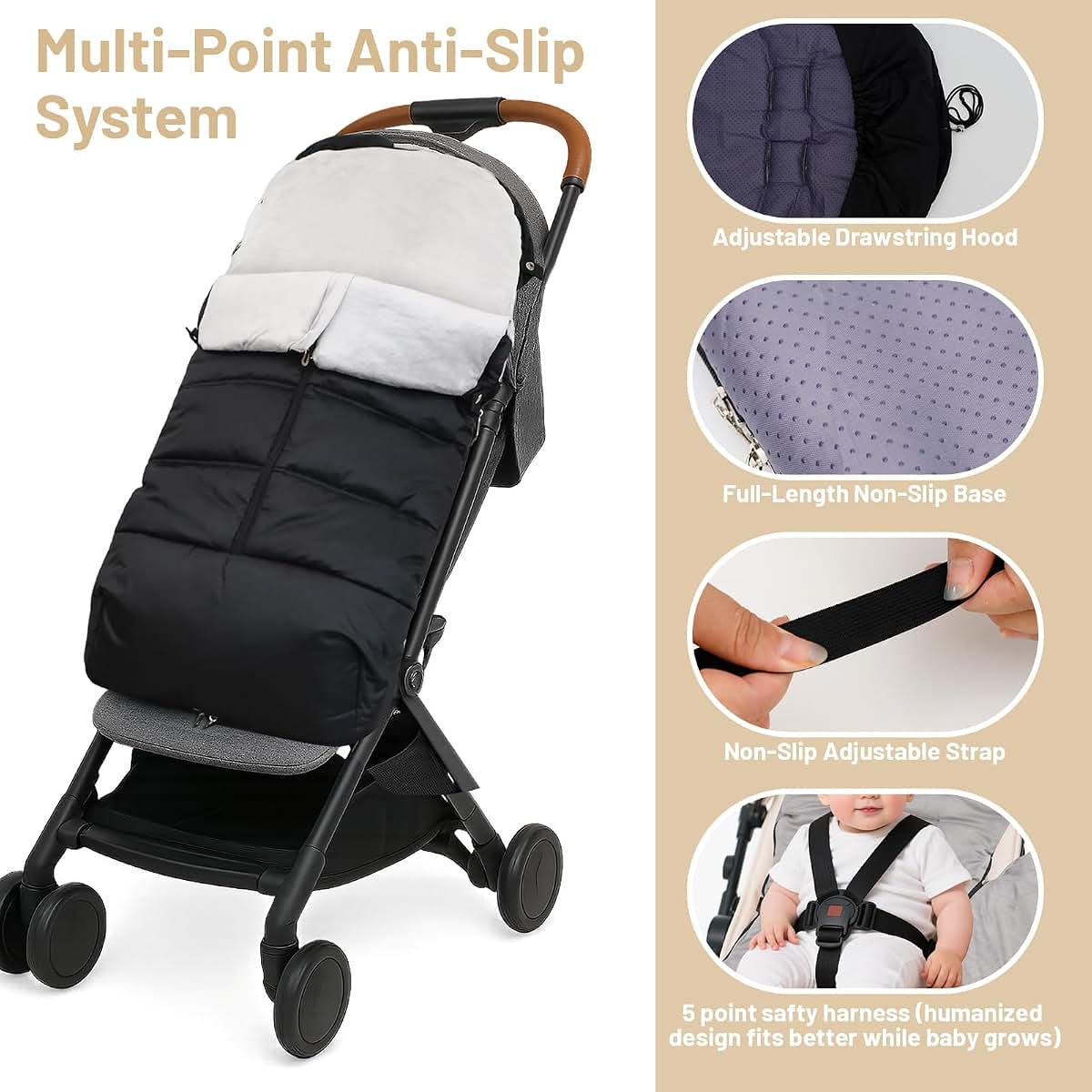 KAKIBLIN Stroller Footmuff, Waterproof Winter Bunting Bag